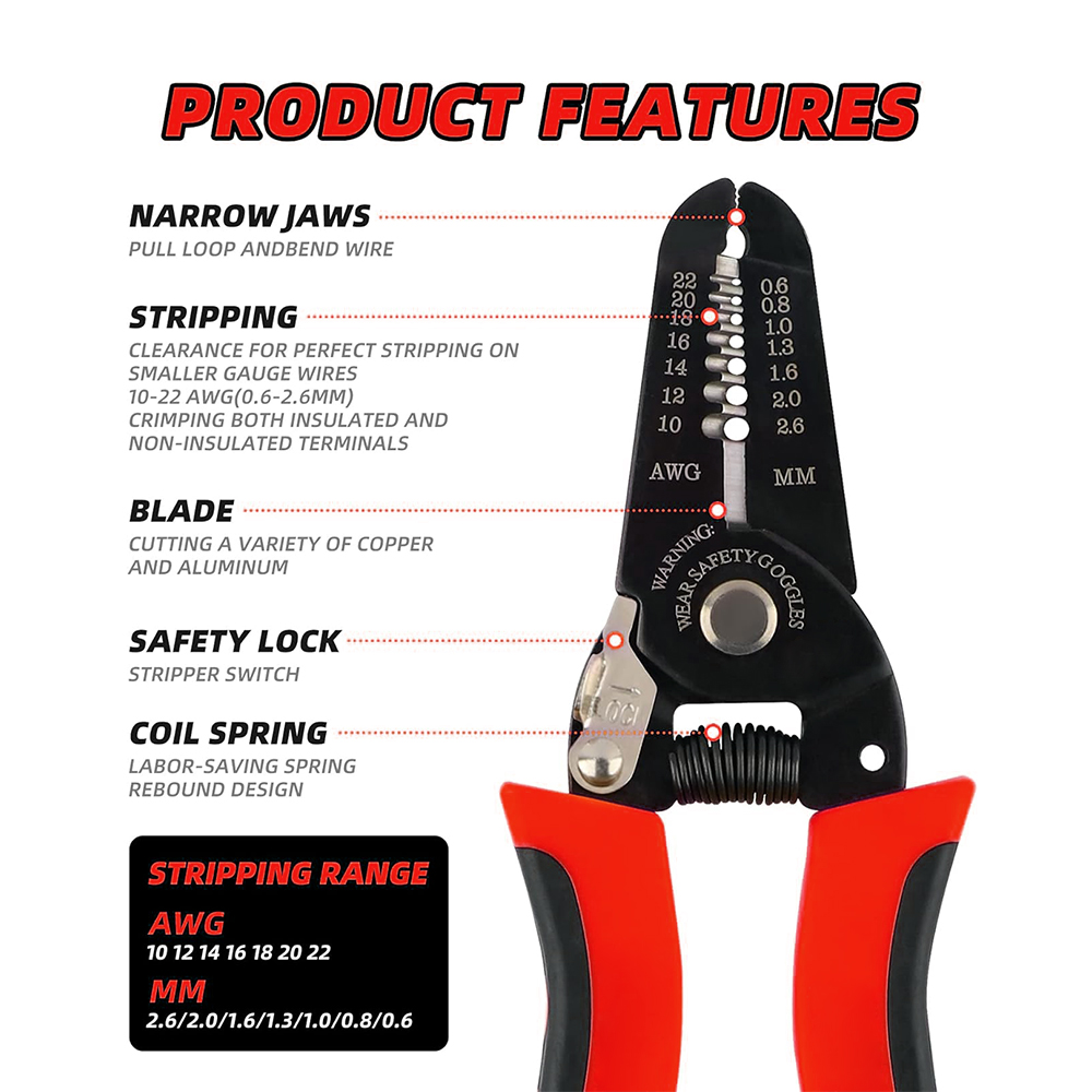 Automatic Wire Stripper Cutter - เครื่องตัดสายไฟ, เครื่องปอกสายไฟ, เครื่องมือปอกสายไฟ, เครื่องปอกสายเคเบิล, เครื่องมือเดินสายไฟ, เครื่องมือเข้าหัวสายไฟ,