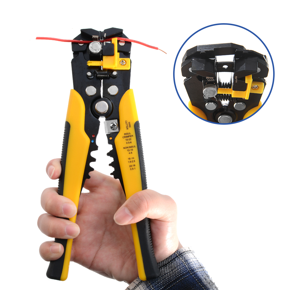 Automatic Wire Stripper Cutter - คีมปอกสายไฟอัตโนมัติแบบปรับได้ พร้อมฟังก์ชันย้ำหางปลาและตัดสายเคเบิล อเนกประสงค์ เครื่องมือช่างสำหรับงานไฟฟ้า