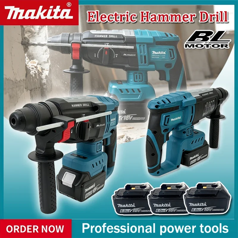 Brushless Cordless Electric Drill 18V - มากีต้า สว่านกระแทกไฟฟ้าไร้แปรงถ่าน 28 มม. ไขควงไร้สายแบบชาร์จไฟได้อเนกประสงค์สำหรับแบตเตอรี่มากีต้า 18V