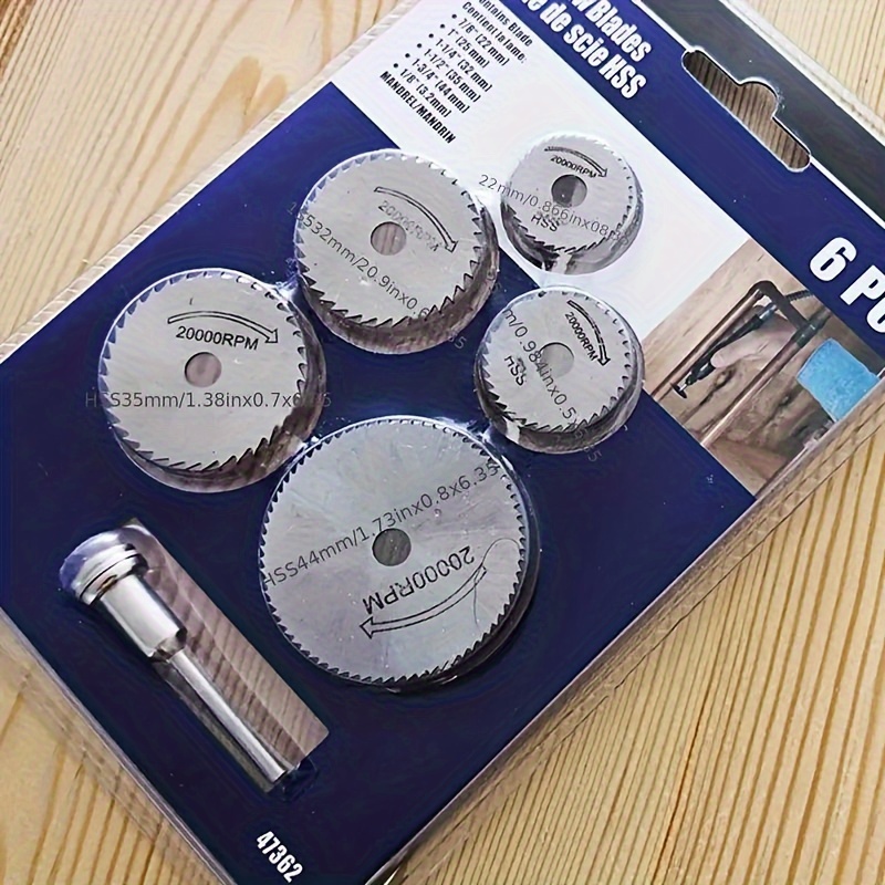Cordless Rotary Tool Kit Accessories - ใบเลื่อยวงเดือนขนาดเล็ก 6 ชิ้น, แผ่นตัด HSS, อุปกรณ์เสริมเครื่องมือเจาะแบบหมุนสำหรับไม้