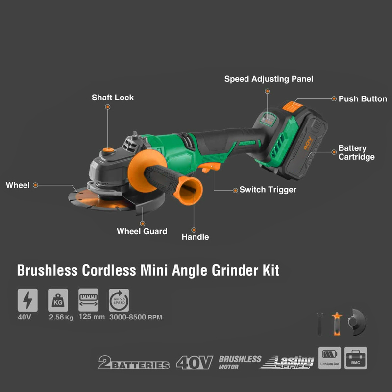 เครื่องเจียรไร้สายลิเธียม 125  - Brushless Angle Grinder Battery Powered บทวิจารณ์และราคา