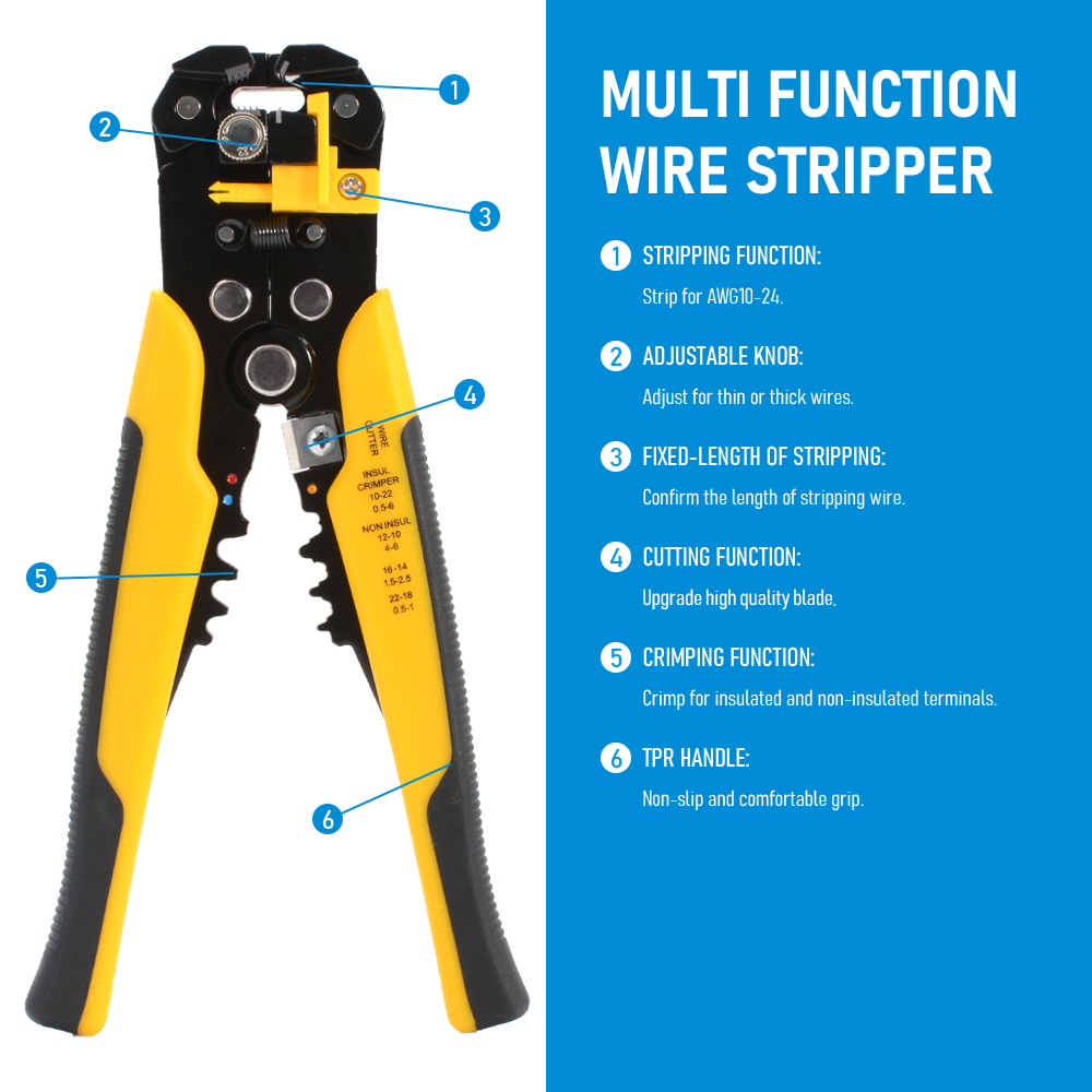 คีมปอกสายไฟอัตโนมัติแบบปรับได้ - Automatic Wire Stripper Cutter บทวิจารณ์และราคา