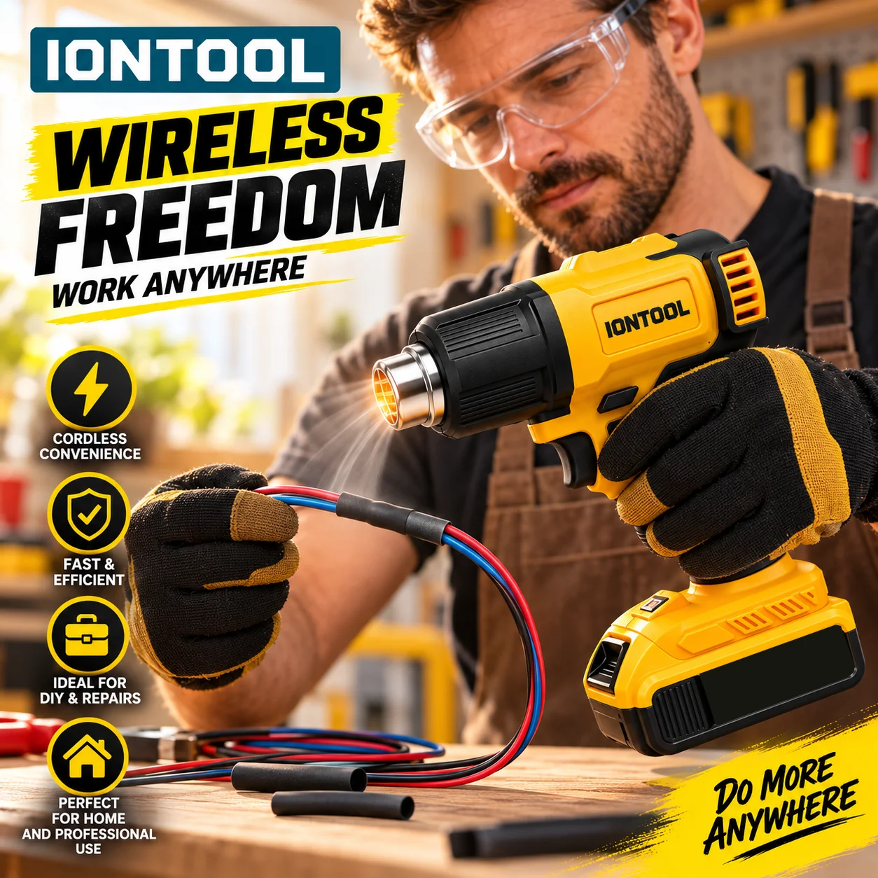 ไอออนทูล 550 ℃   ปืนลมร้อนไร้ส - Cordless Heat Gun For Shrink Tubing บทวิจารณ์และราคา