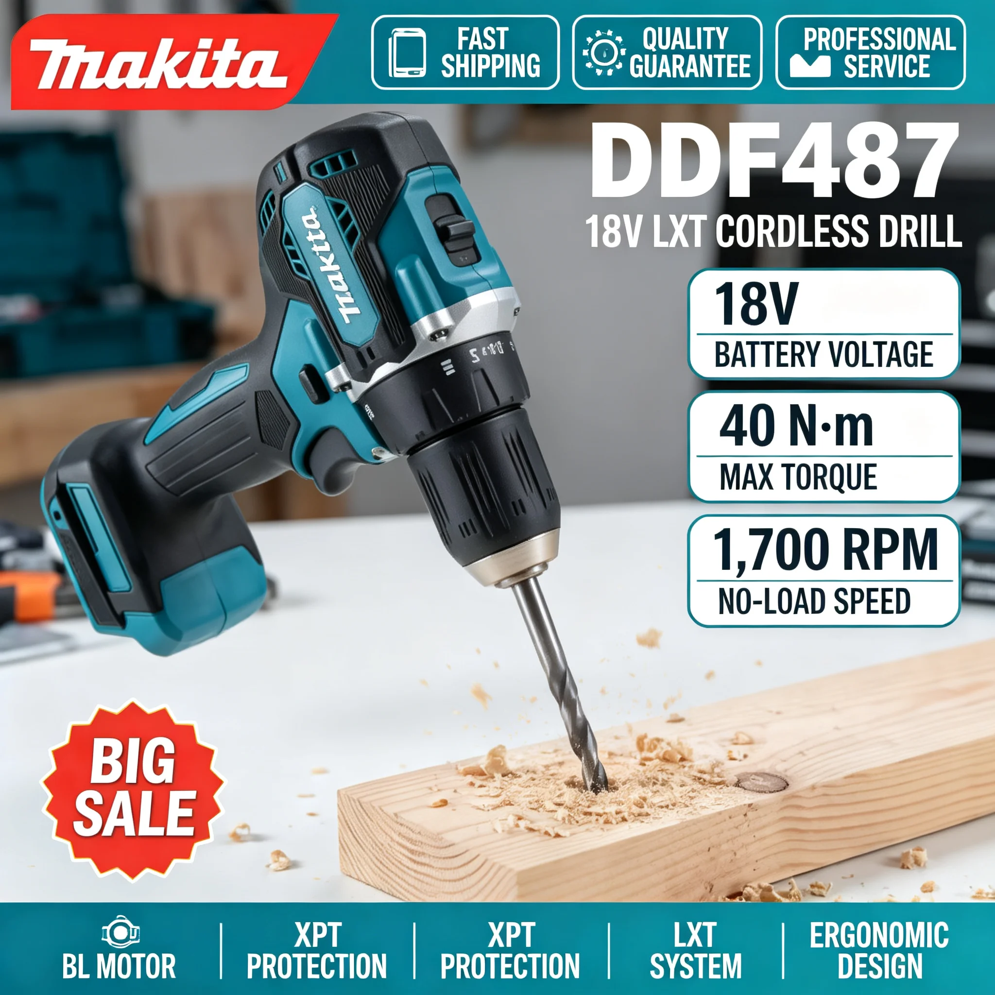 สว่านไร้สาย Makita DDF487 18V  - Brushless Cordless Electric Drill 18V บทวิจารณ์และราคา